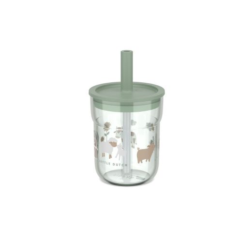 Little Dutch gyerek pohár szívószállal 250 ml - Little Farm
