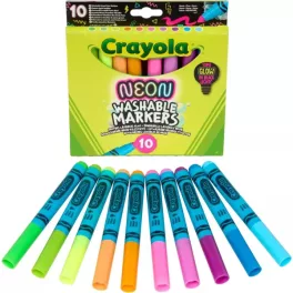   Crayola Washable Markers: Lemosható, neon színű filctollkészlet - 10 db-os