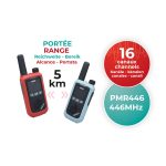 BUKI Újratölthető walkie-talkie 5 km-es hatótávolsággal 