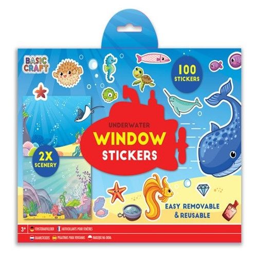 Grafix - Moxy újrahasználható 100 db-os ablakmatrica 2 db háttérrel, Óceán