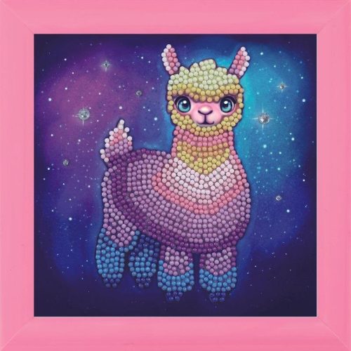 Crystal Art Gyémántszemes kirakó 16x16 cm kerettel - Szivárványos láma