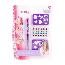   Create It! Tetováló zseléstoll szett sablonnal és ékkövekkel lila
