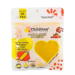   ChildGen 100% természetes gyurma visszazárható tasakban 125 gr, Sárga