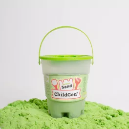   ChildGen kinetikus homokgyurma vödörben 500 gr, Zöld színű
