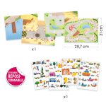 DJECO Matricázós sztorik, 3D - Közlekedés járművekkel - Lift-up stickers - Vehicles