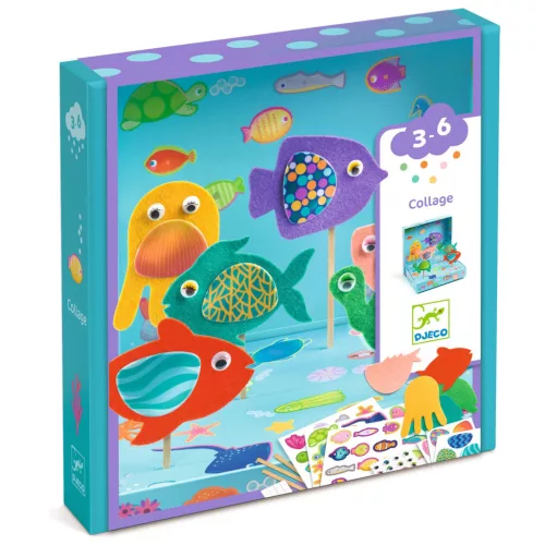 Djeco Kollázs műhely - Halszínjáték - Collage craft, Happy Aquarium