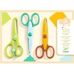 DJECO Kreatív eszközök - 3 olló - sima, cikk-cakk, hullám - My 3 Big Scissors!