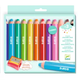   DJECO Kreatív eszközök - Vastag viaszceruza, 8 szín - 8 chunky wax crayons