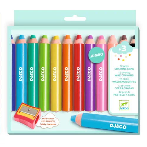DJECO Kreatív eszközök - Vastag viaszceruza, 8 szín - 8 chunky wax crayons