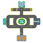 DJECO CRAZY MOTORS autópálya - Városi úthálózat épület elemekkel - Puzzl'Up City-Giant