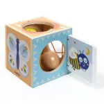 DJECO Pasztell színű Baby Box fából készült "bújócskás" kocka