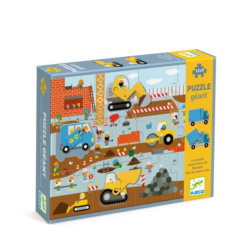 DJECO Óriás puzzle - Építkezés, 12+5 db-os