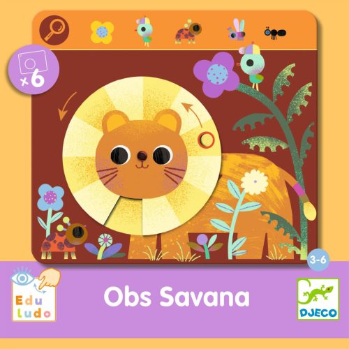 DJECO Fejlesztő játék - megfigyelés - Keress és pörgess, Szavanna - Eduludo Obs Savana