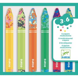   DJECO Művészeti műhely - 6 többszínű viaszkréta - 6 multicoloured crayons
