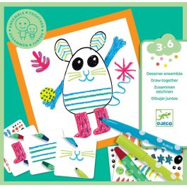   DJECO Kooperatív rajzolás lépésről lépésre - Tréfás állatok - Funny animals