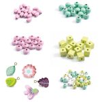 DJECO Fagyöngyök - Levelek és virágok - Wooden beads, leaves and flowers