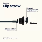 DOPPER Flip Straw, Fekete (szívószálas kupak)