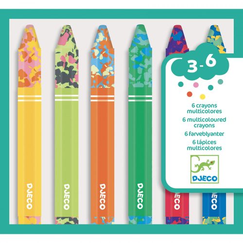 DJECO Művészeti műhely - 6 többszínű viaszkréta - 6 multicoloured crayons