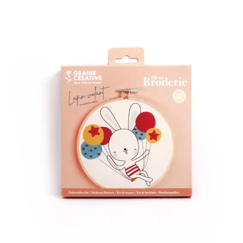 Graine Creative Hímzőkészlet – Repülő nyuszi (15 cm)