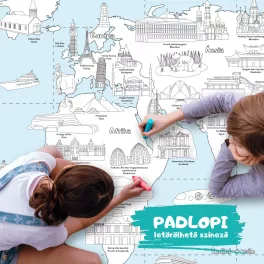   Hellomywall - Földünk nevezetességei Padlopi letörölhető színező, óriás méretben