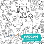 Hellomywall - Robotos Padlopi letörölhető színező, óriás méretben