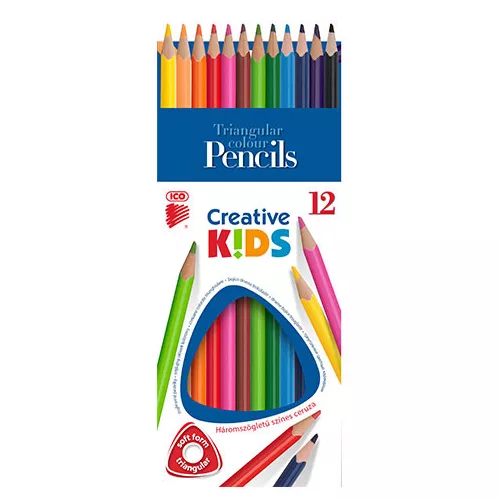 ICO Creative Kids: Háromszögletű színes ceruza - 12 db-os
