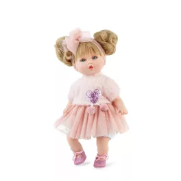   Marina&Pau Kislány rózsaszín tüllszoknyában szívescskés felsőben -40cm-es baba díszdobozban
