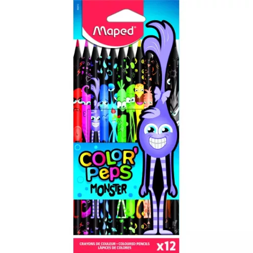 MAPED: Color Peps Monster színes ceruza készlet - háromszögletű 12 db