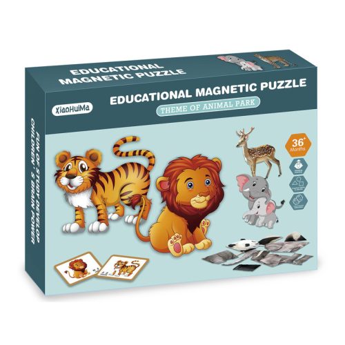 2IN1 mágneses puzzle - Vadállatok 86 db-os