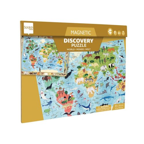Scratch Europe - 2 az 1-ben mágneses puzzle és megfigyelő játék , A világ állatai