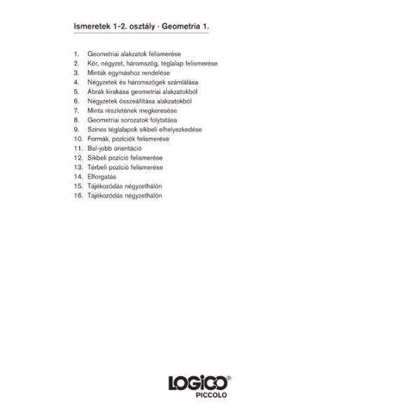 LOGICO Piccolo feladatkártyák - Ismeretek 1-2. osztály: Geometria 1.