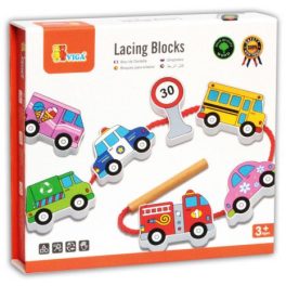 Viga Toys - Fűzőcske dobozban (járműves)