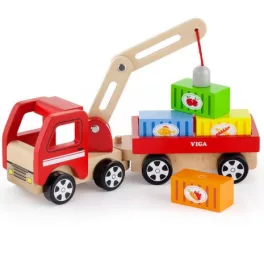 Viga Toys - Játék daruskocsi fából(V)