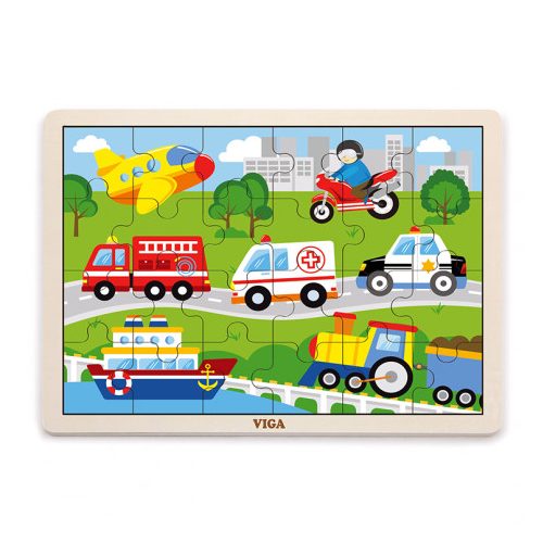 Viga Toys - Puzzle 24 db-os (járművek)
